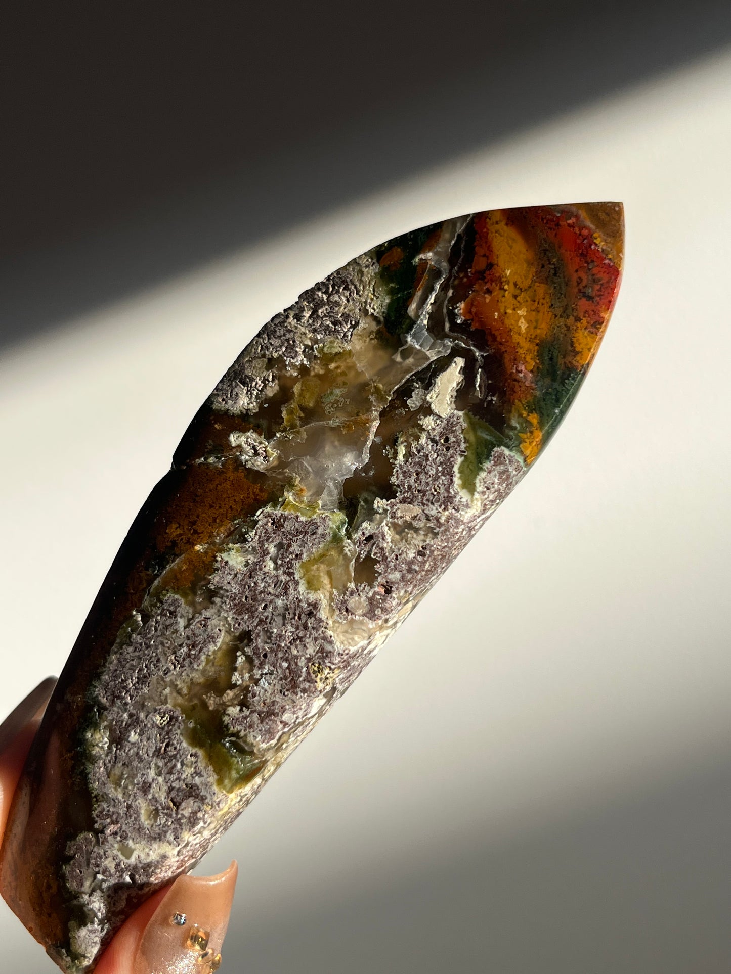 “Earthen Garden” Nebula Agate Freeform with Multicoloured Moss Inclusions D