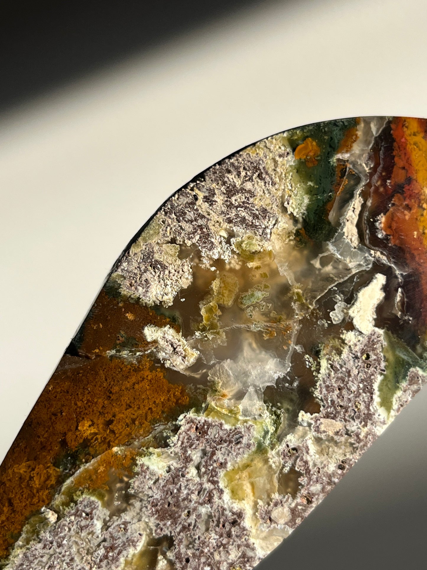 “Earthen Garden” Nebula Agate Freeform with Multicoloured Moss Inclusions D
