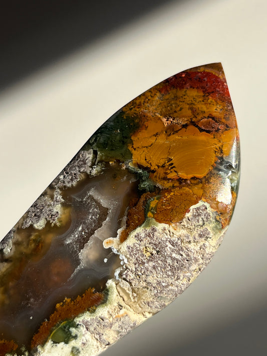 “Earthen Garden” Nebula Agate Freeform with Multicoloured Moss Inclusions D