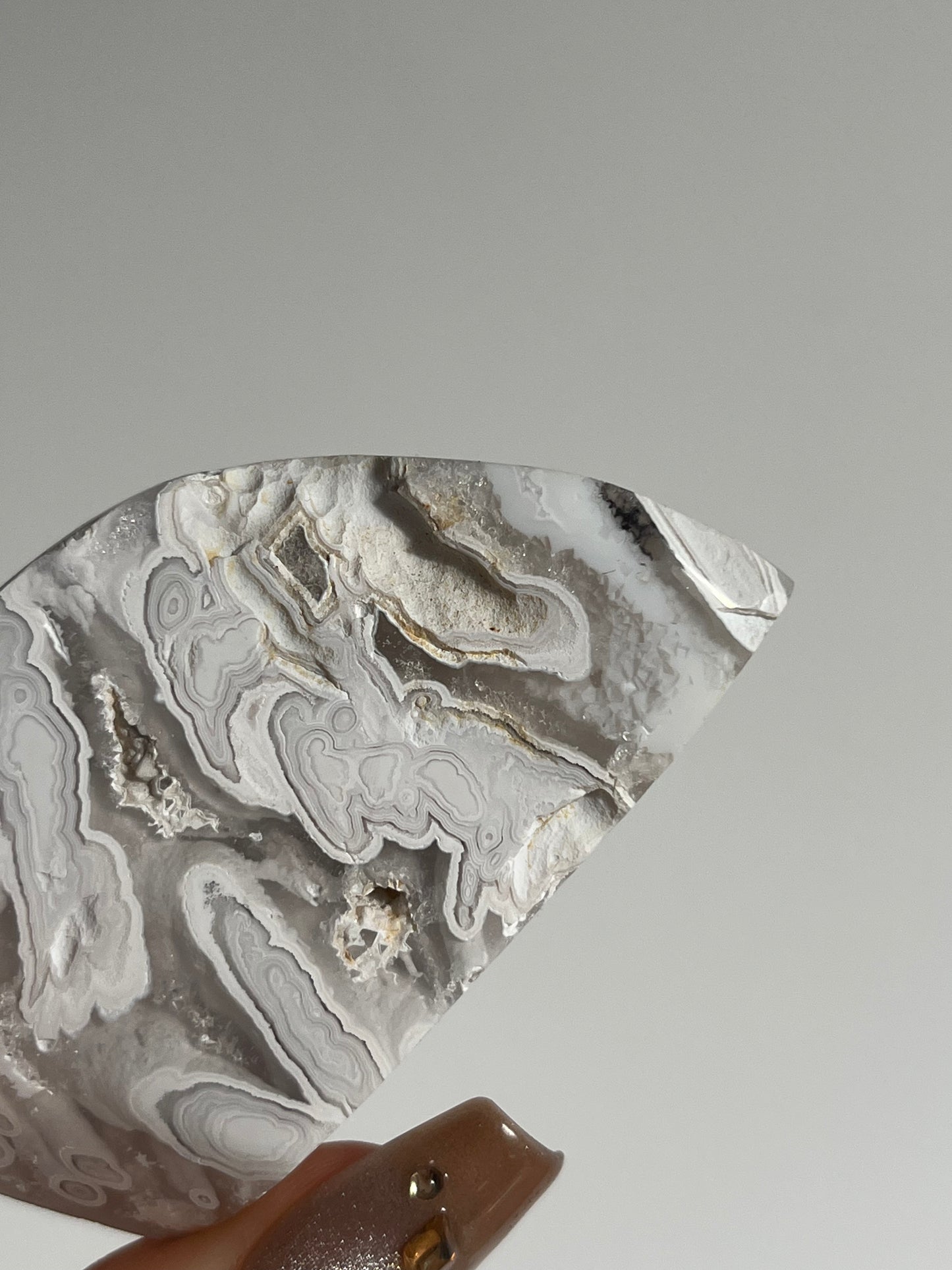 Orbicular Nebula Agate Standing Freeform with Dendritic Inclusions B