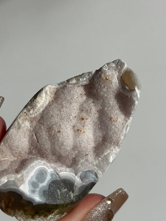 Druzy Nebula Agate Standing Freeform with Multicoloured Moss Inclusions F
