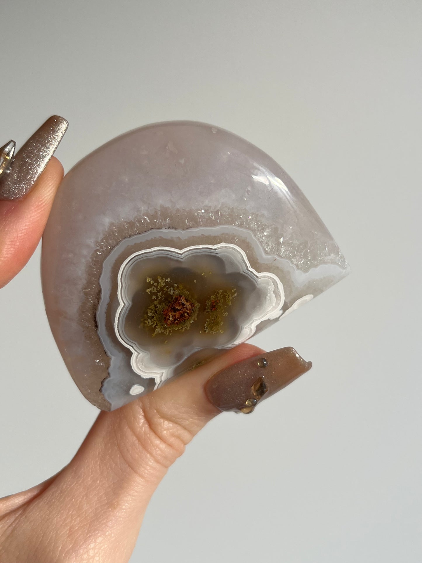 Nebula Agate Freeform with Red Moss and Dendritic Inclusions H