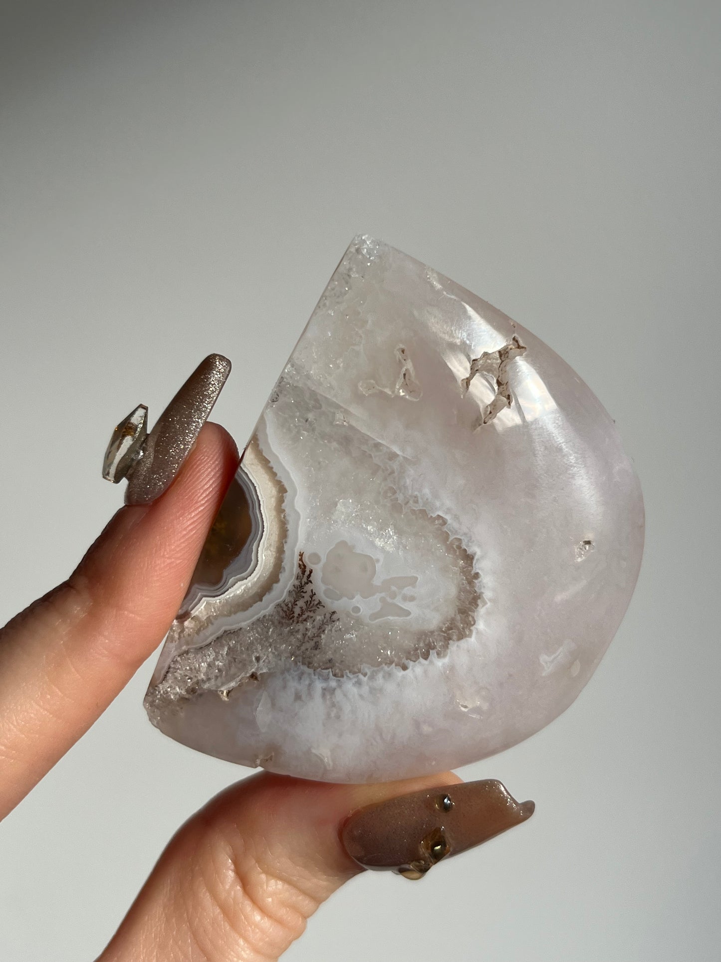 Nebula Agate Freeform with Red Moss and Dendritic Inclusions H