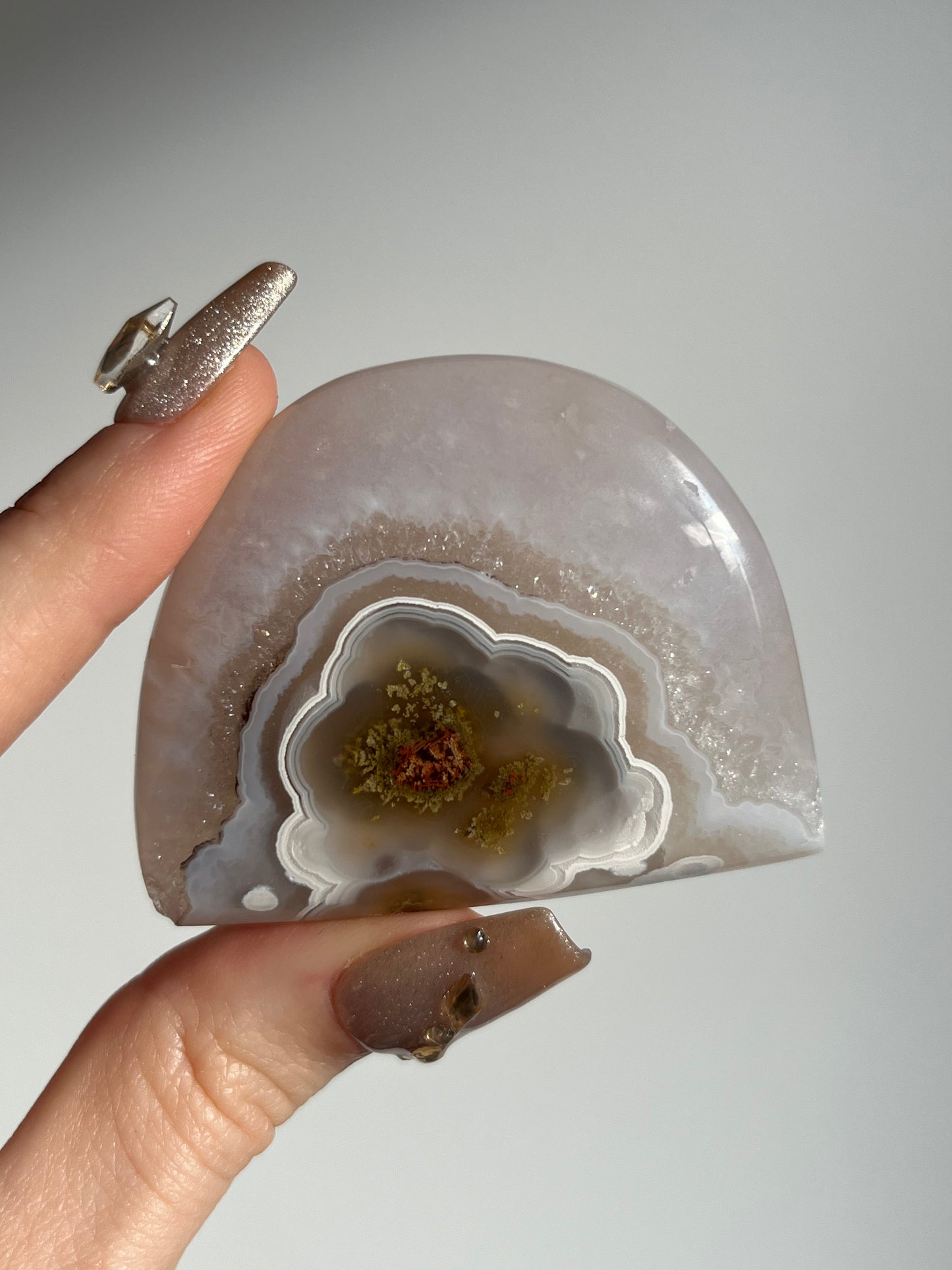Nebula Agate Freeform with Red Moss and Dendritic Inclusions H