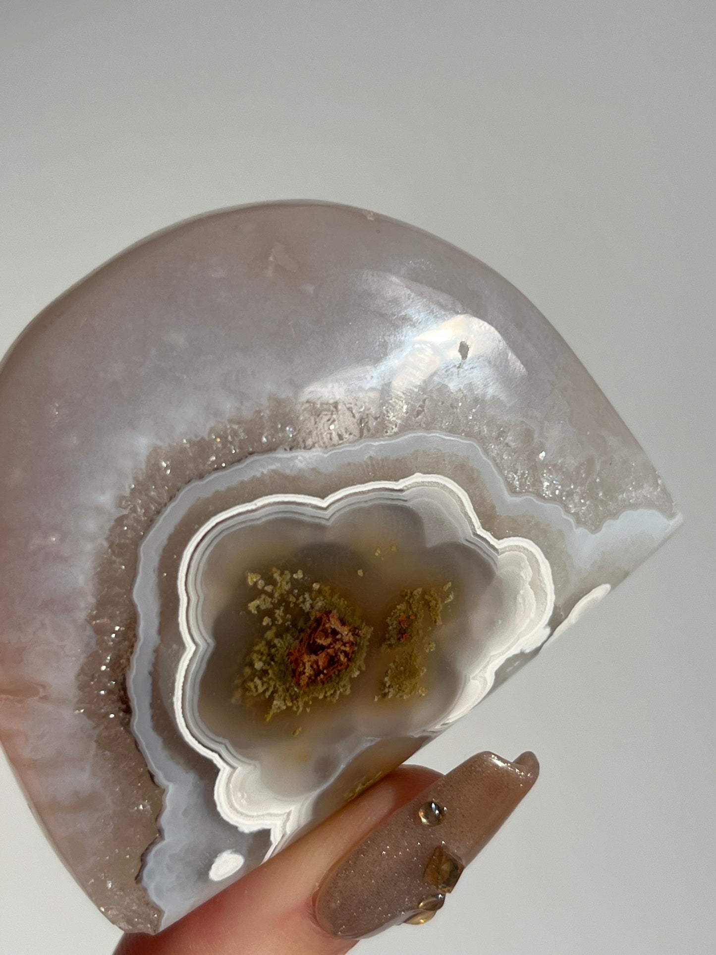 Nebula Agate Freeform with Red Moss and Dendritic Inclusions H