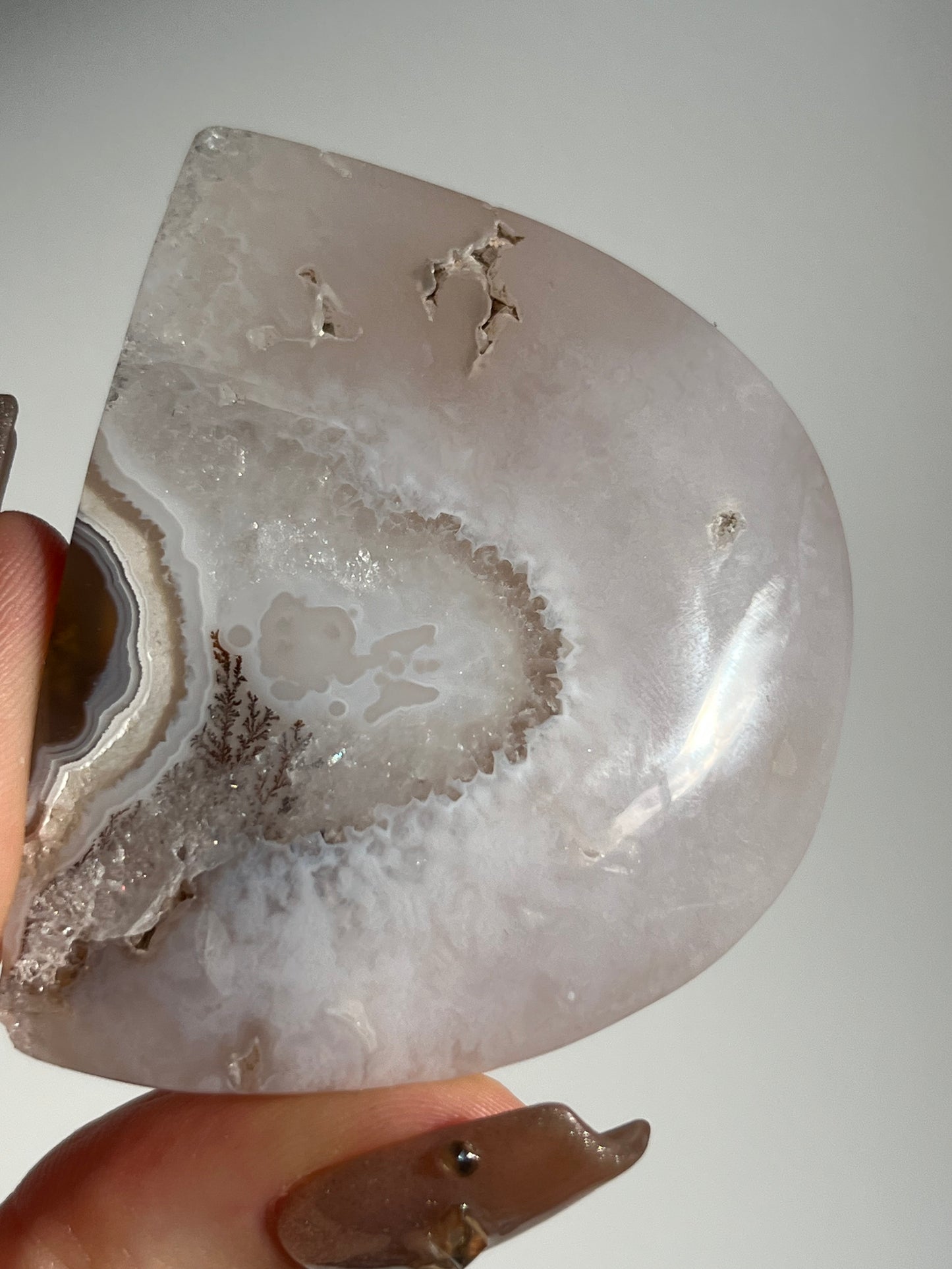 Nebula Agate Freeform with Red Moss and Dendritic Inclusions H