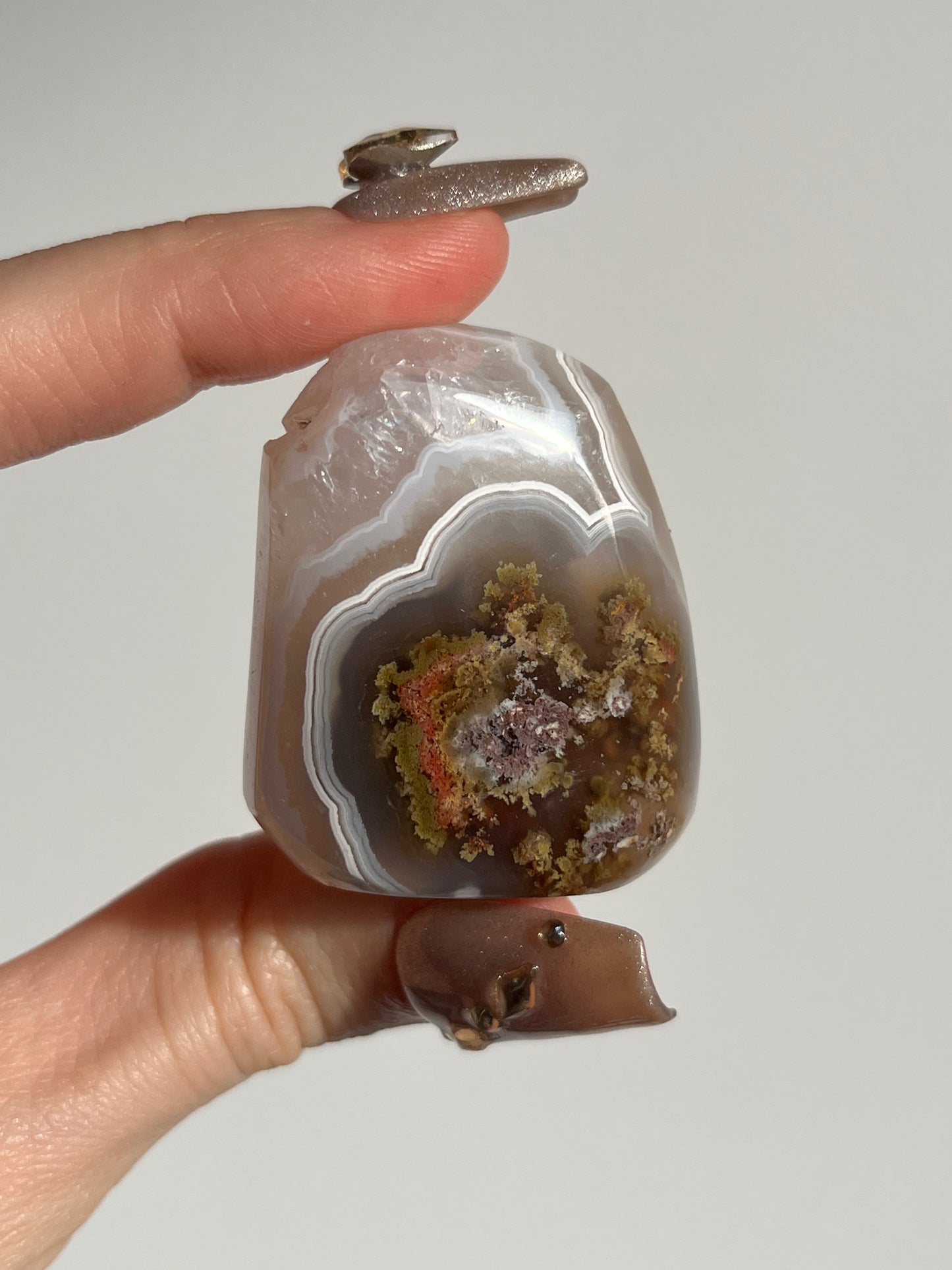 Nebula Agate Freeform with Red Moss Inclusions I