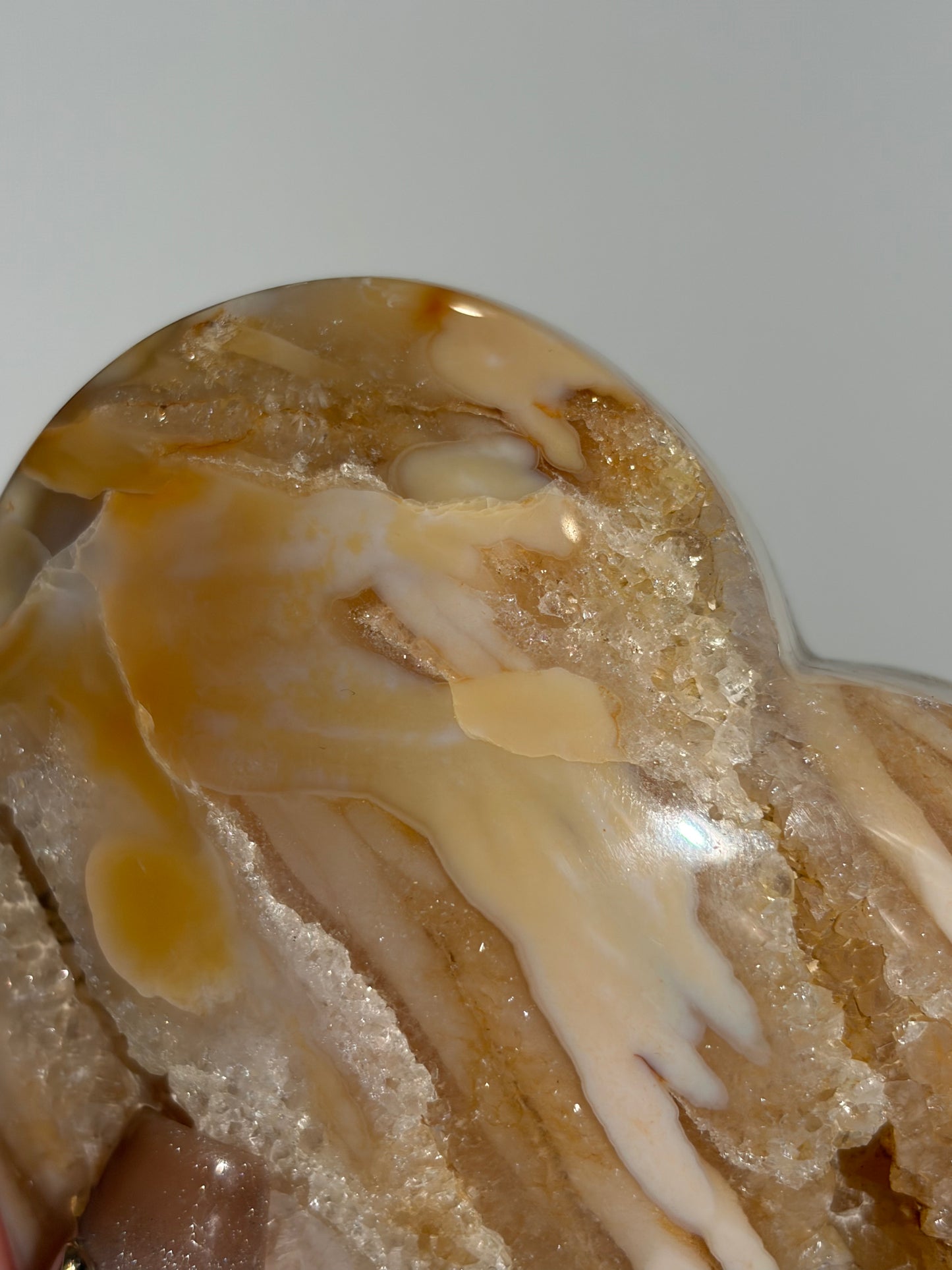 “The Golden Hour” Nebula Agate with Golden Healer Heart Carving
