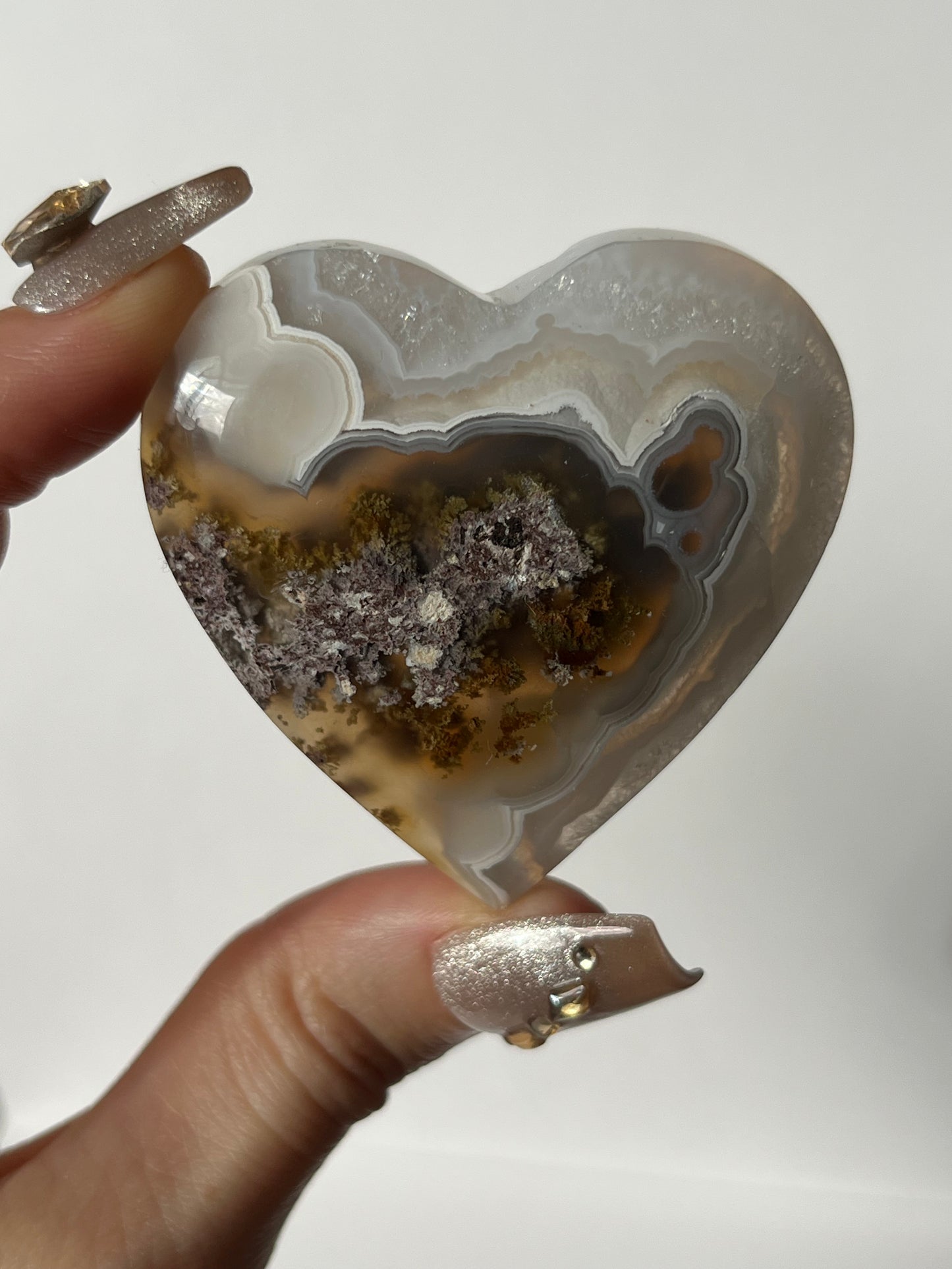 Nebula Agate with Scenic Moss Flatback Heart K