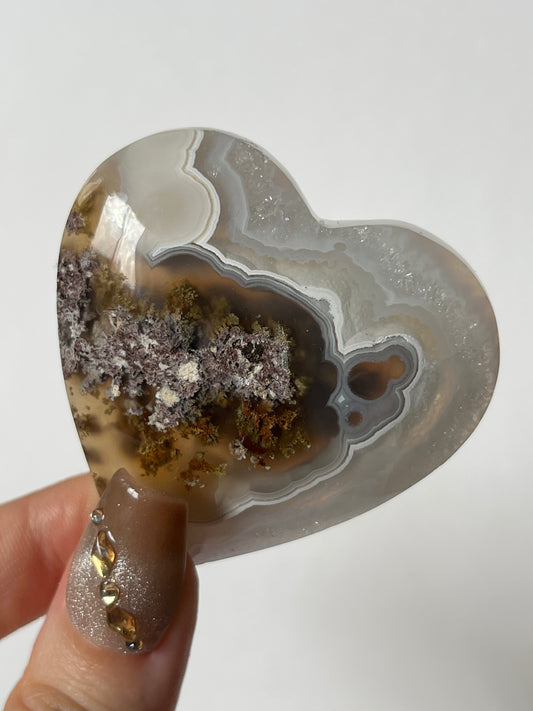 Nebula Agate with Scenic Moss Flatback Heart K
