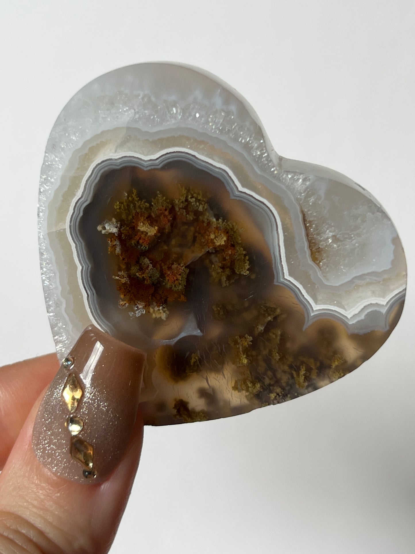Nebula Agate with Scenic Moss Flatback Heart K