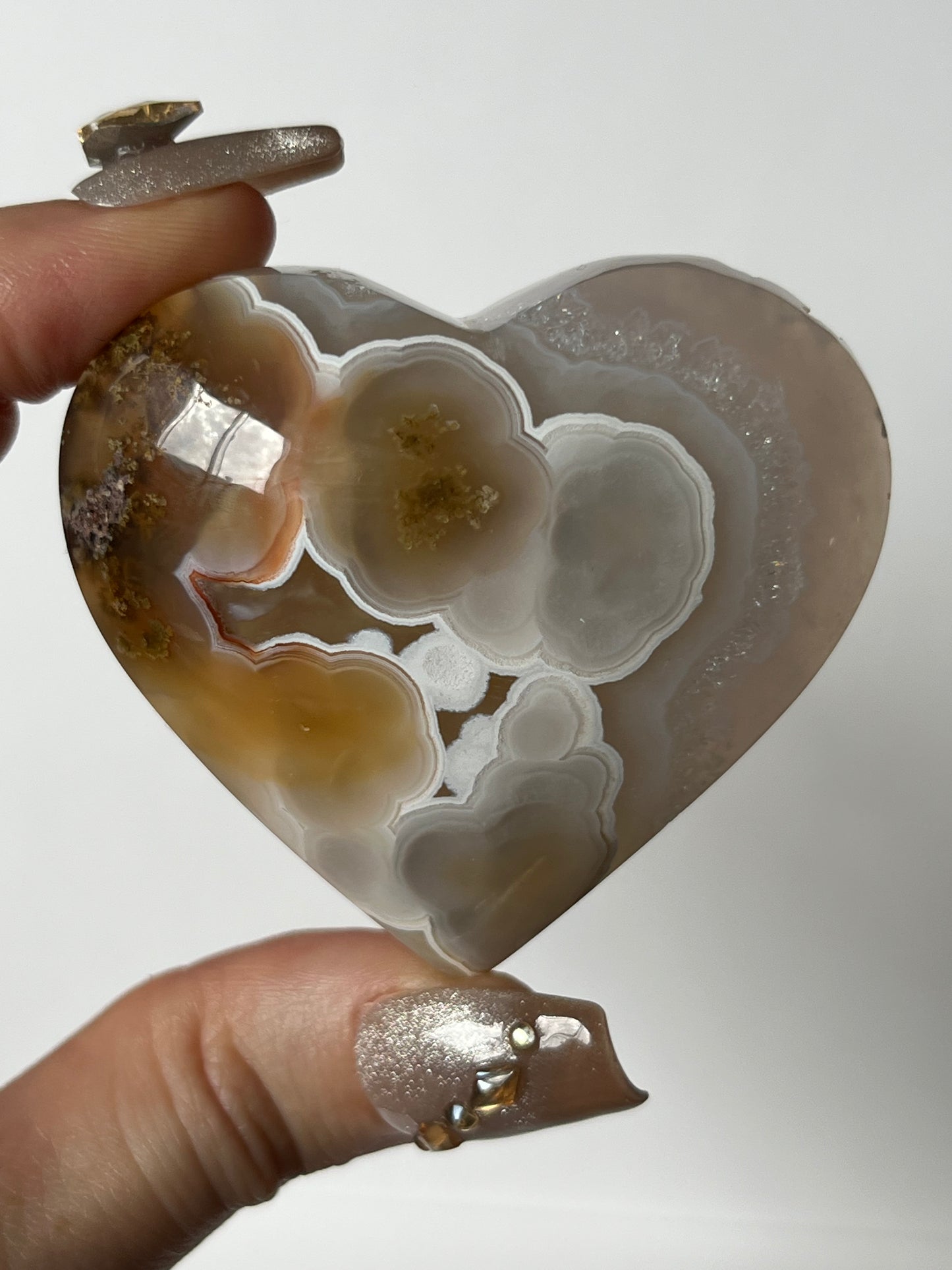 Nebula Agate with Red Hematite Flatback Heart A