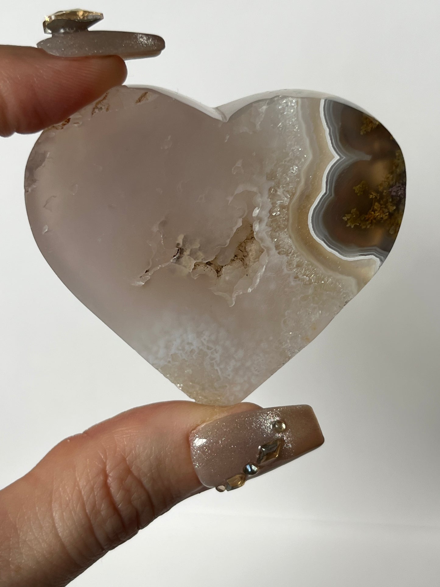 Nebula Agate with Red Hematite Flatback Heart A