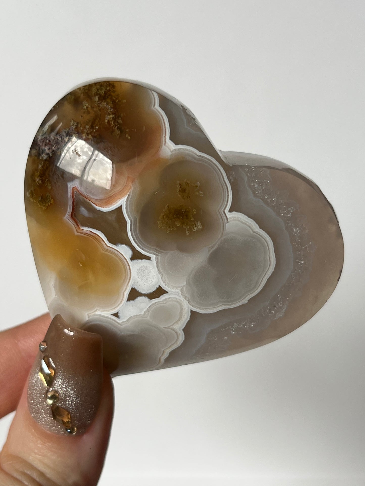 Nebula Agate with Red Hematite Flatback Heart A