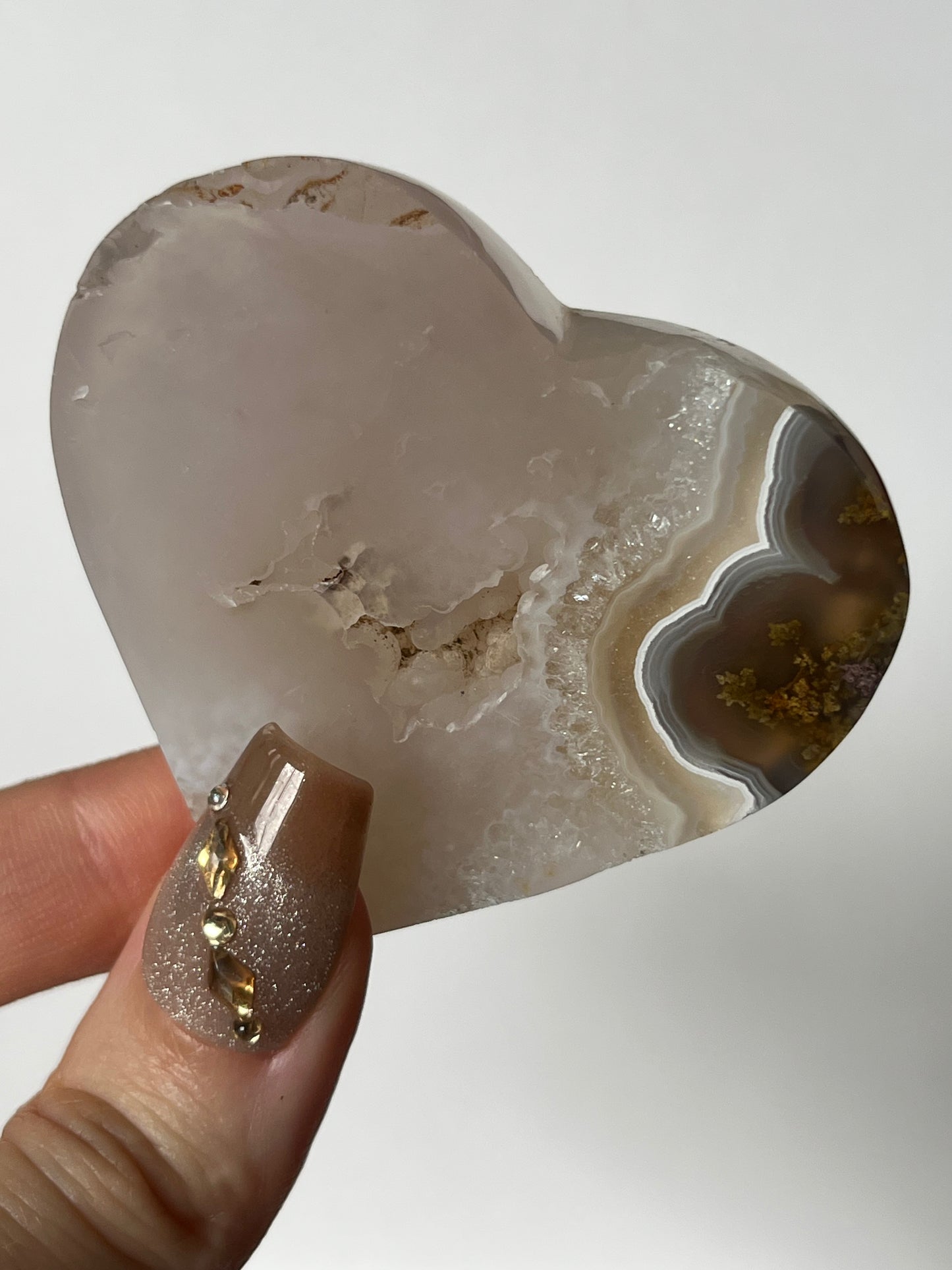 Nebula Agate with Red Hematite Flatback Heart A