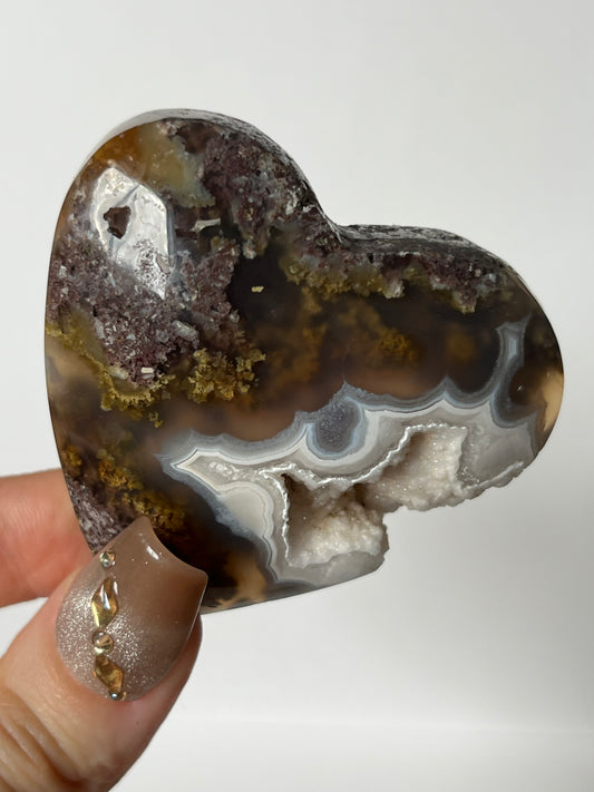 Druzy Nebula Agate Flatback Heart D