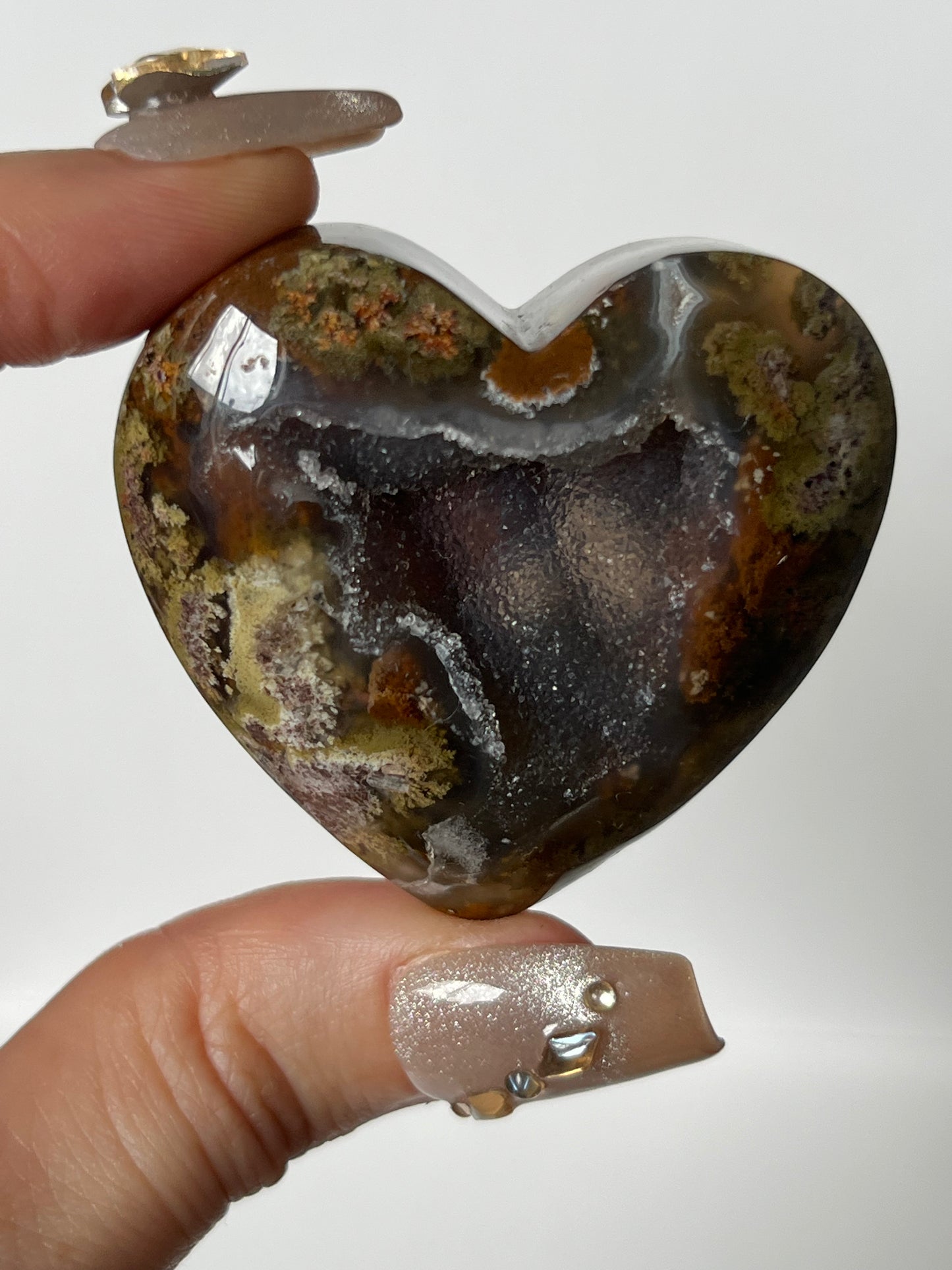 Druzy Nebula Agate Puffy Heart F