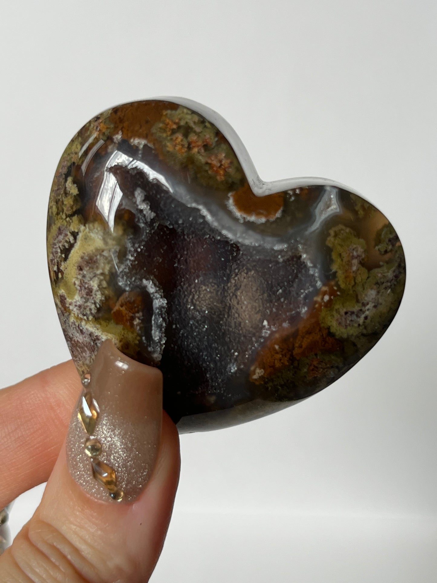 Druzy Nebula Agate Puffy Heart F