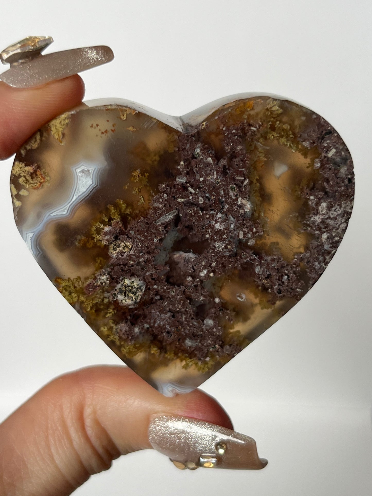 Druzy Nebula Agate Flatback Heart with Blue Chalcedony I