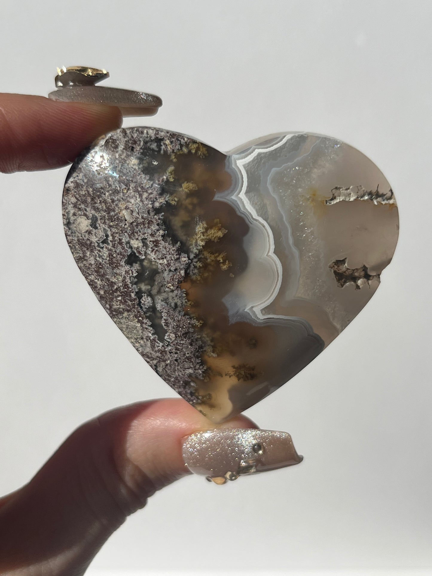 Nebula Agate with Scenic Moss Flatback Heart B