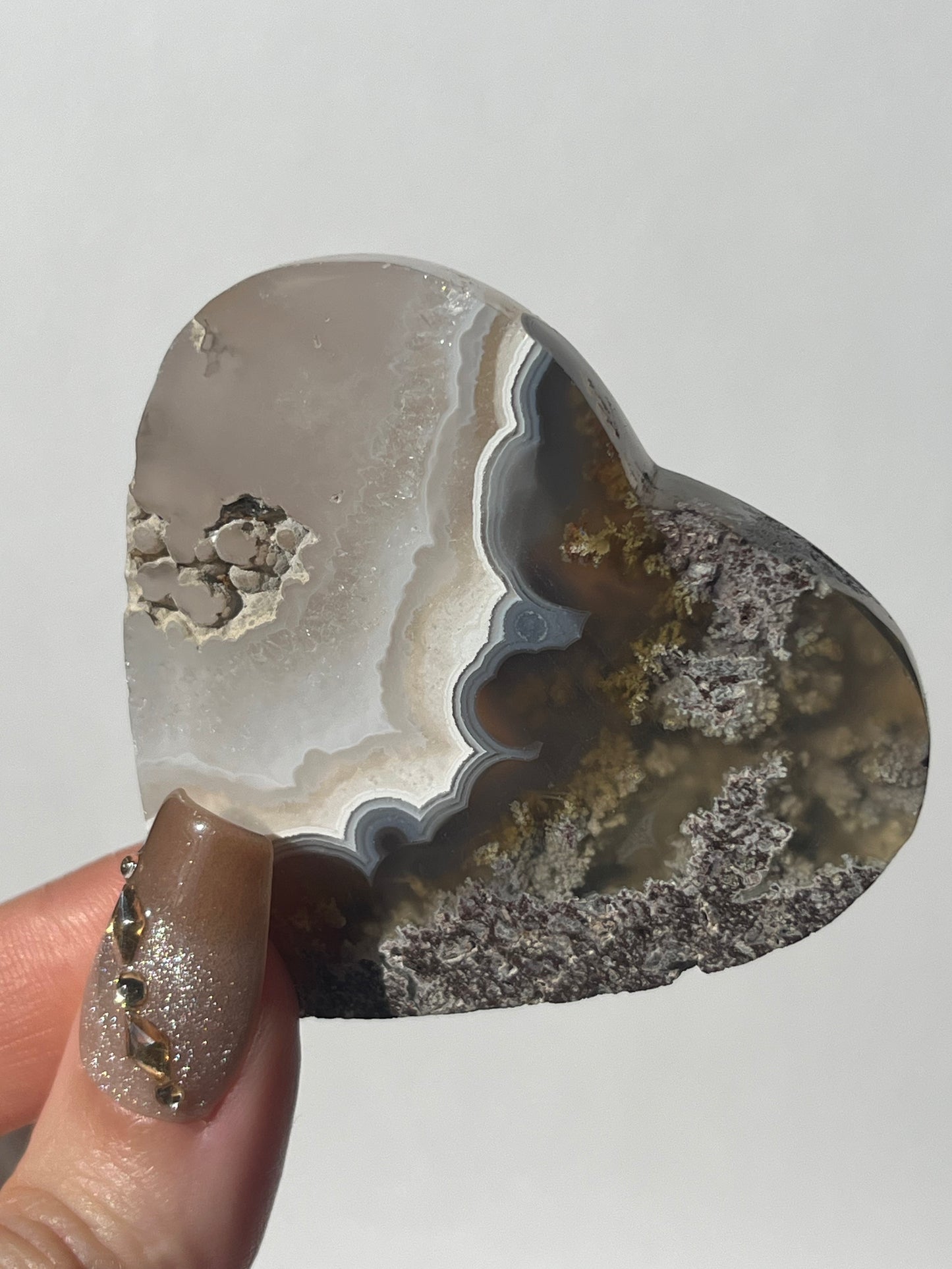 Nebula Agate with Scenic Moss Flatback Heart B