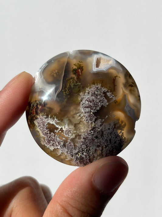 Nebula Agate Medallion with Multicoloured Moss L