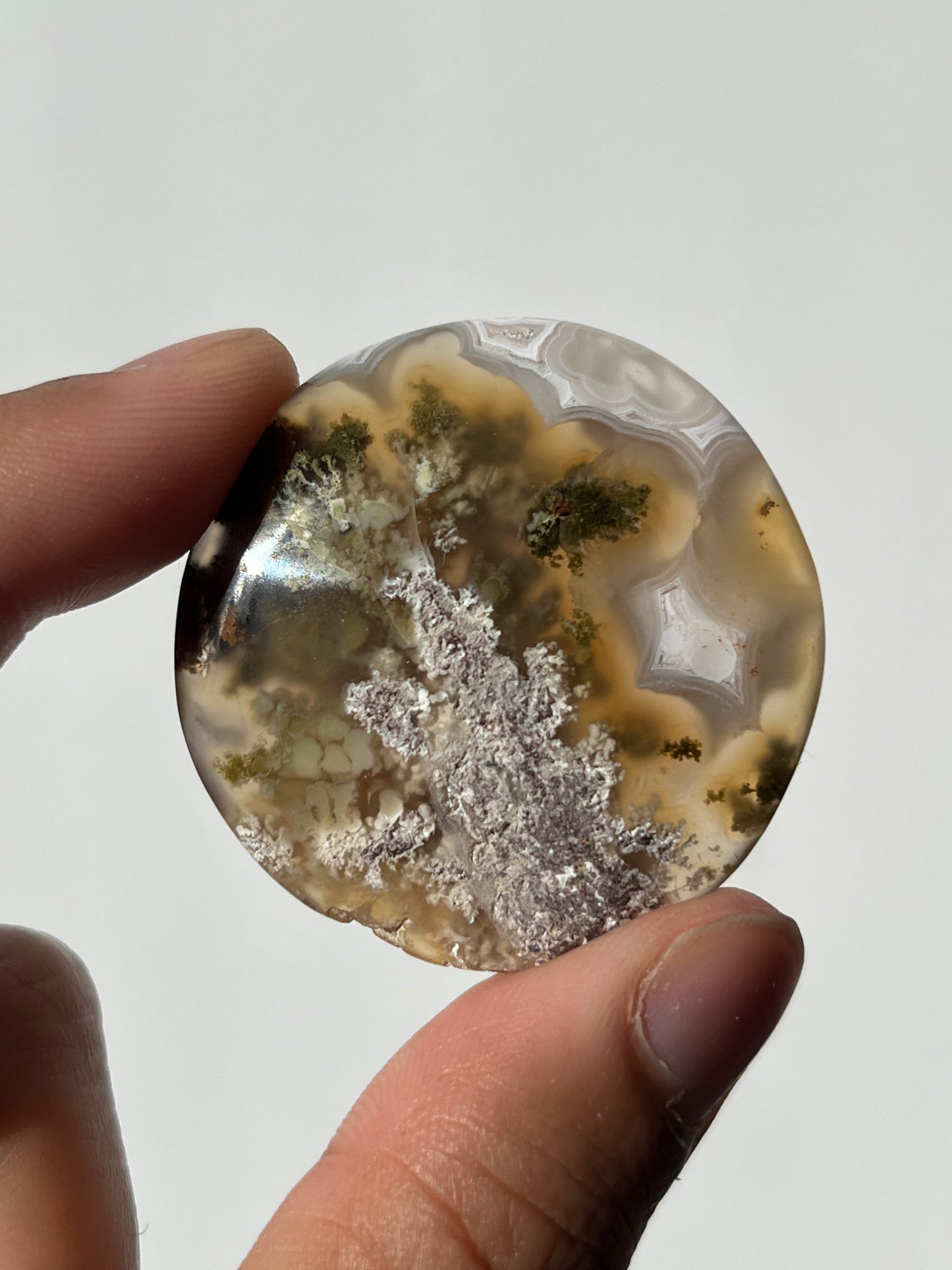 Nebula Agate Medallion with Green Moss Inclusions M