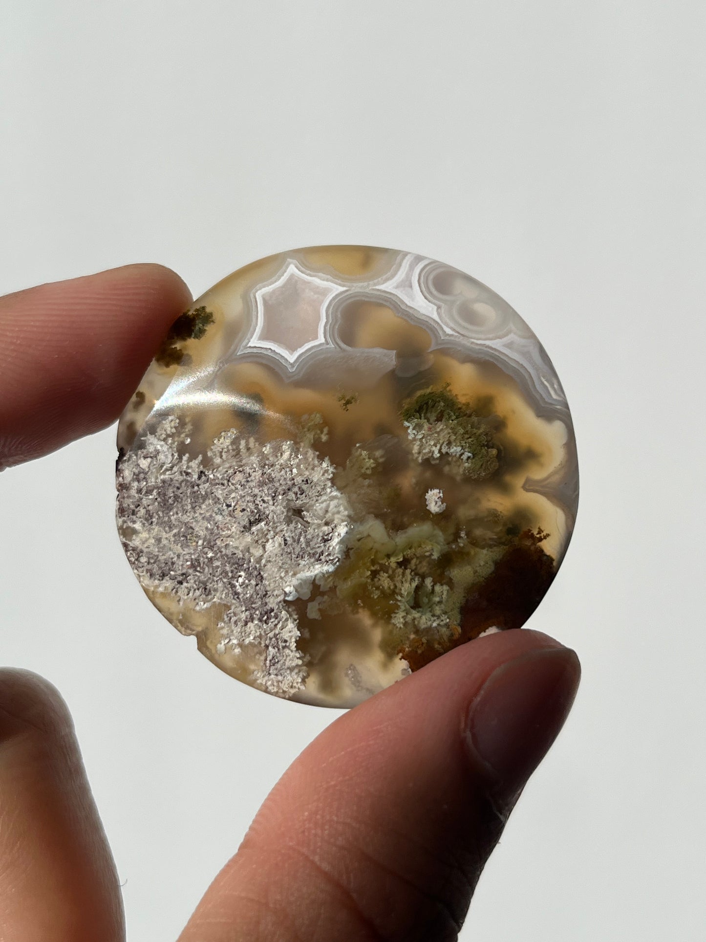 Nebula Agate Medallion with Green Moss Inclusions M