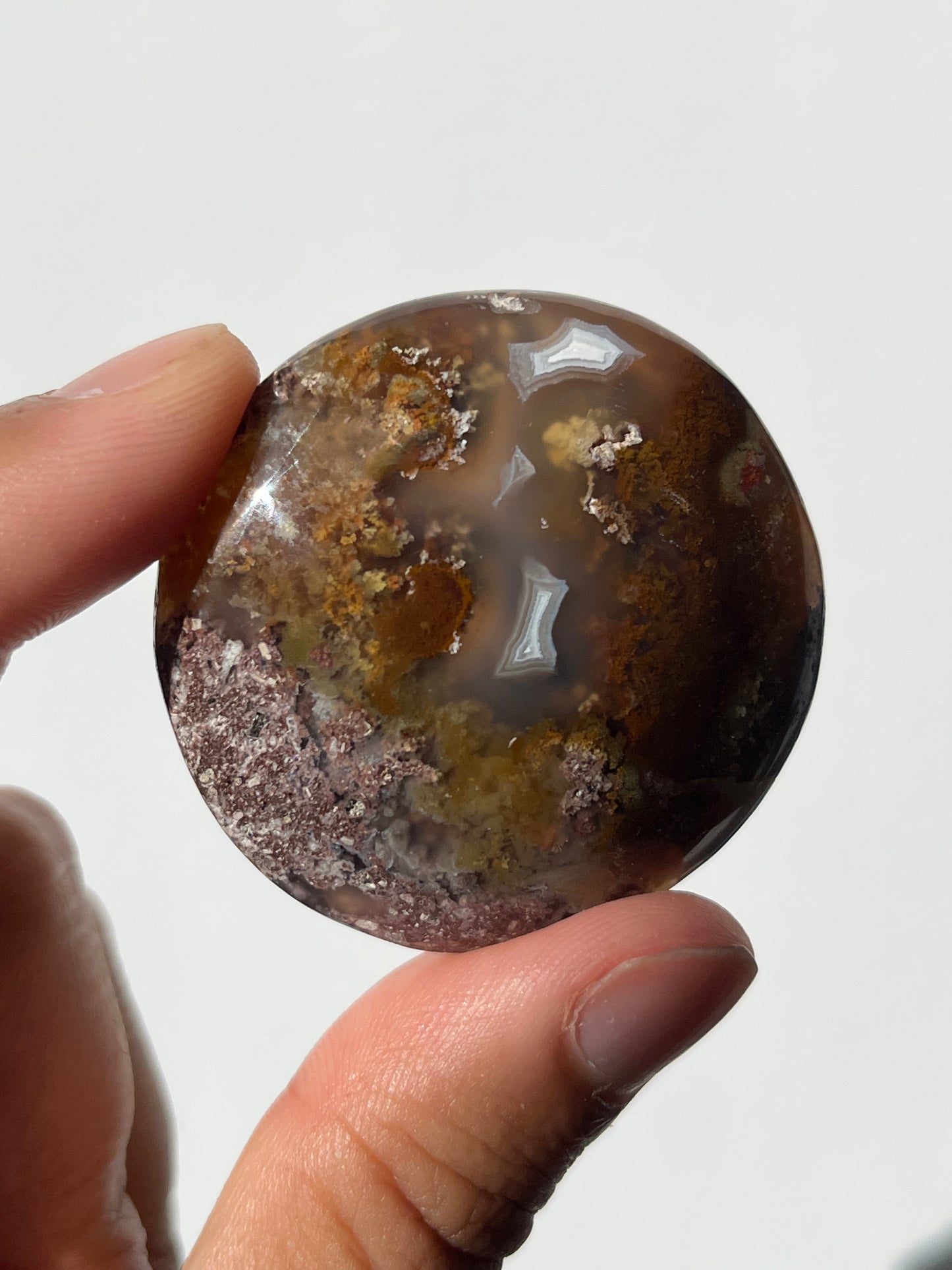 Nebula Agate Medallion with Multicoloured Moss N