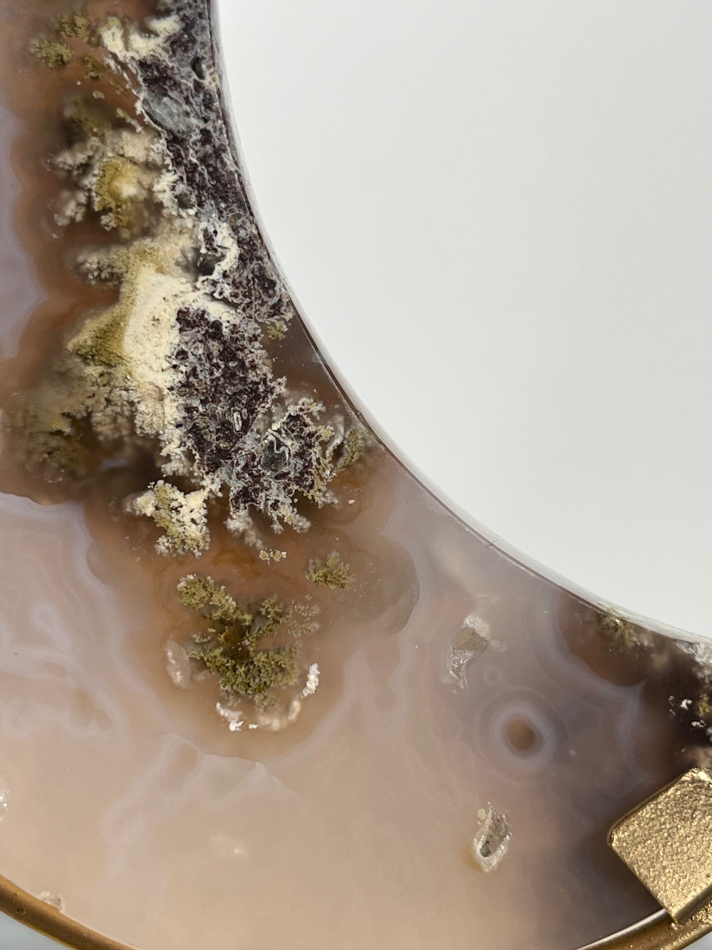 "Orby Phantoms" Druzy Jelly Orbicular Nebula Agate Moon Carving on Stand
