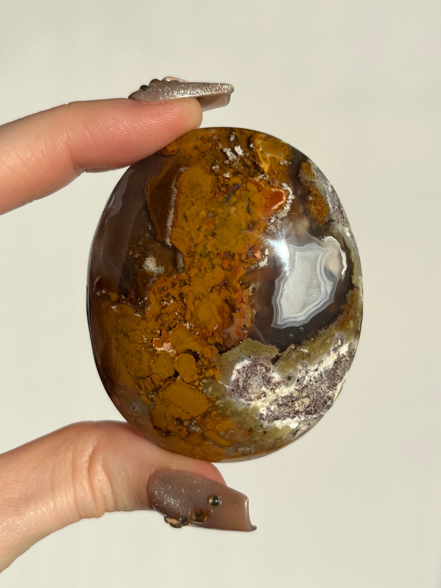 ‘Dimidium’ Nebula Agate Palmstone
