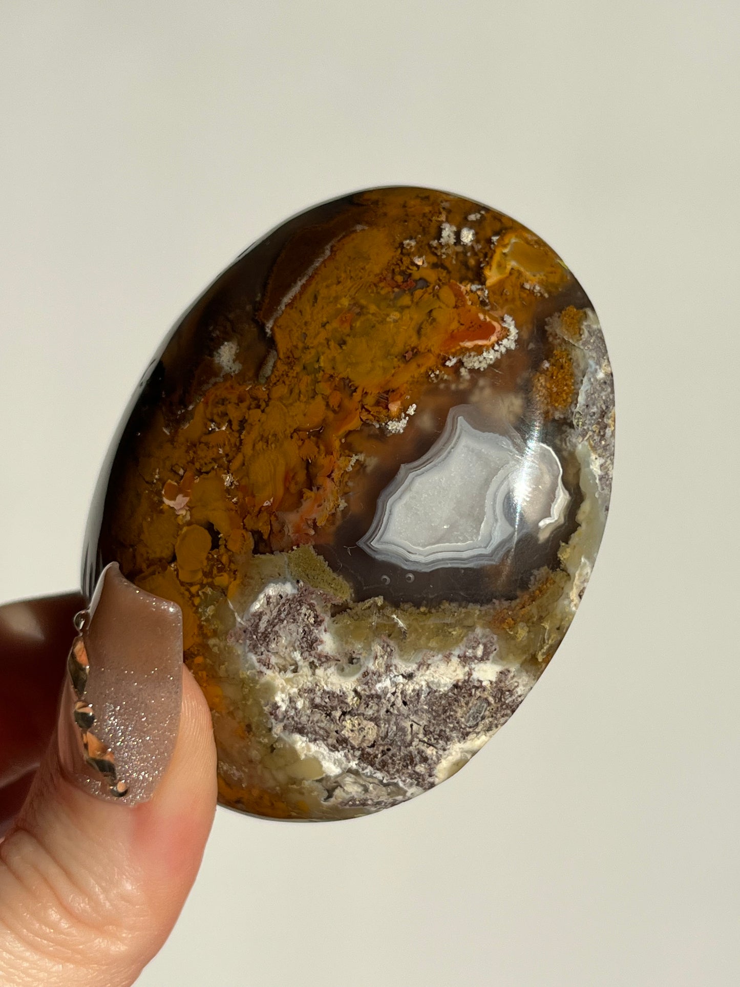 ‘Dimidium’ Nebula Agate Palmstone