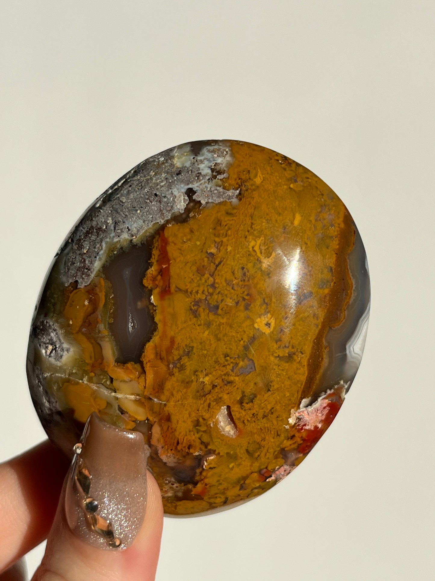 ‘Dimidium’ Nebula Agate Palmstone