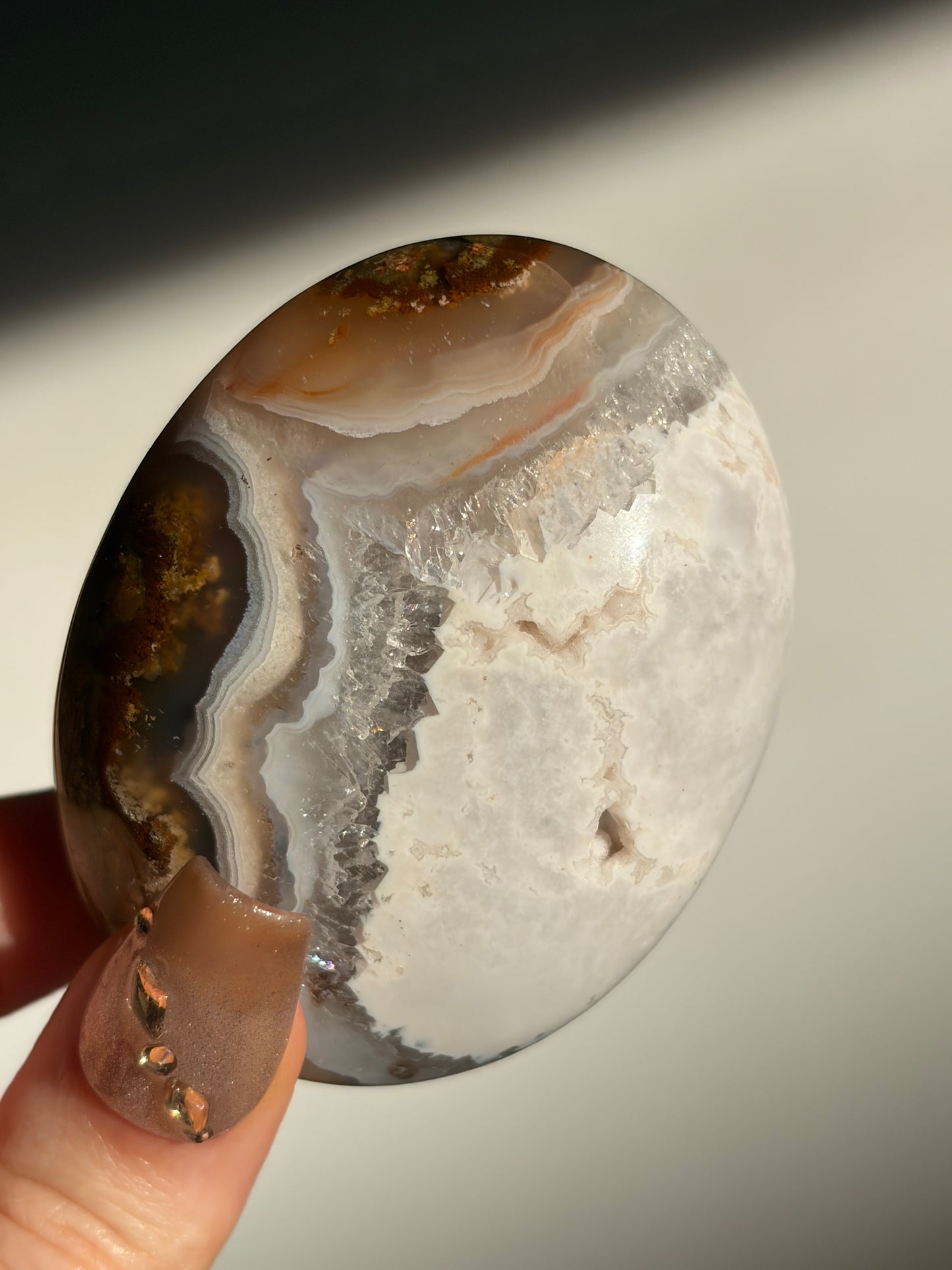 Nebula Agate Palmstone with Dendritic Inclusions D