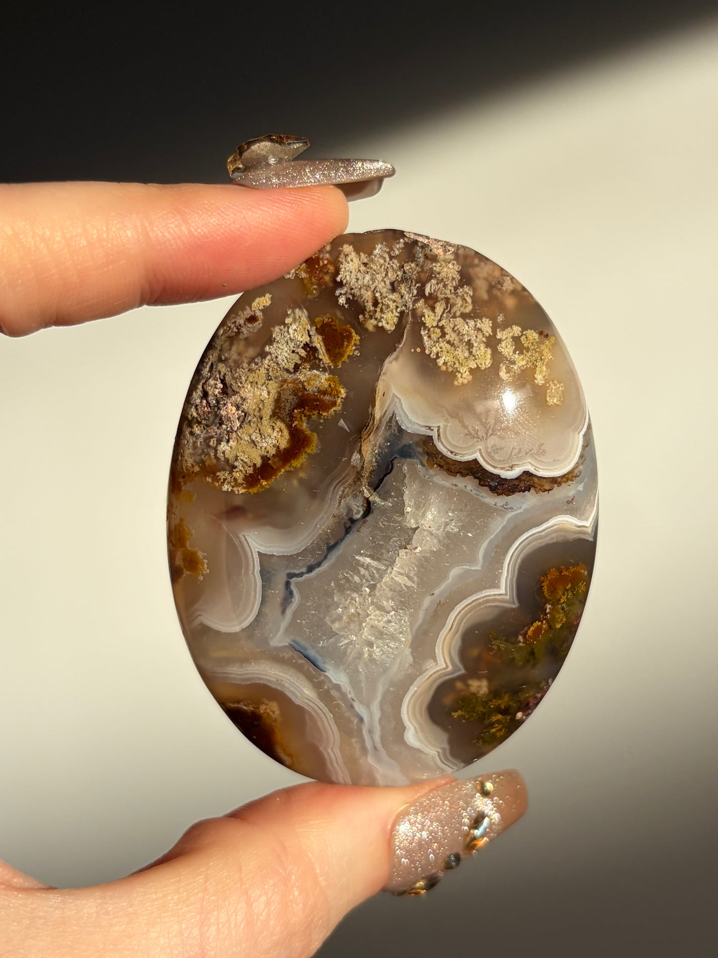 Nebula Agate Palmstone with Dendritic Inclusions E