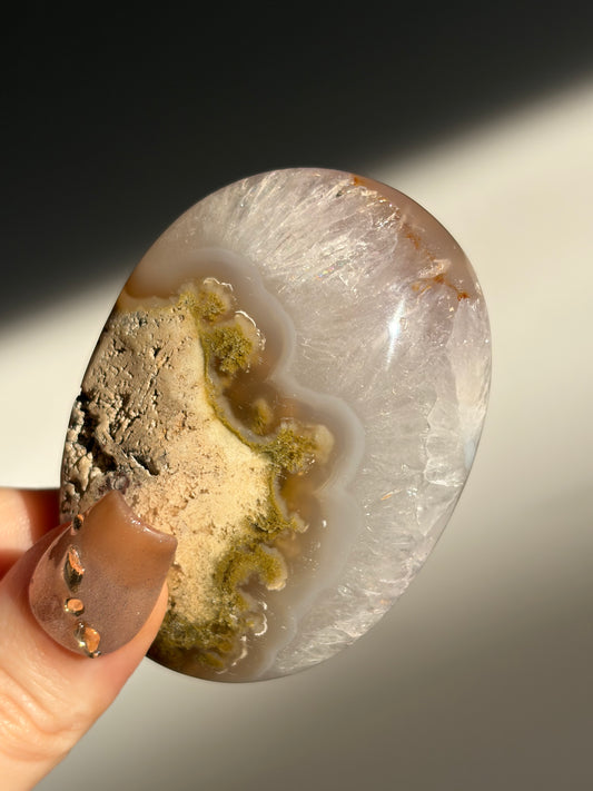 Nebula Agate Palmstone with Natural Carnelian and Quartz H