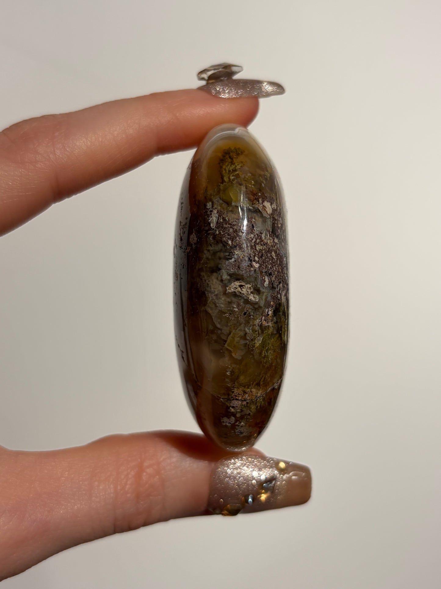 Nebula Agate Palmstone with Red Moss Inclusions (Perfectly Imperfect)