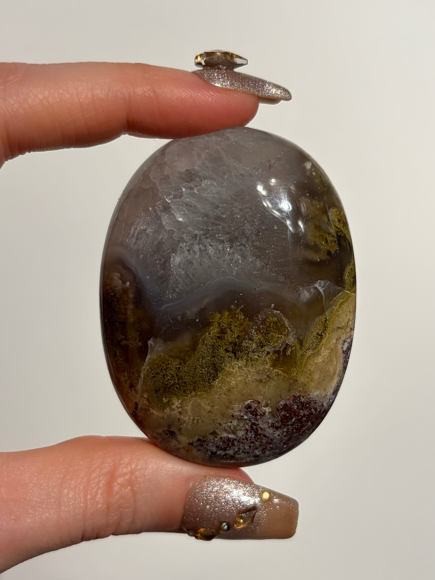 Nebula Agate Palmstone with Quartz R