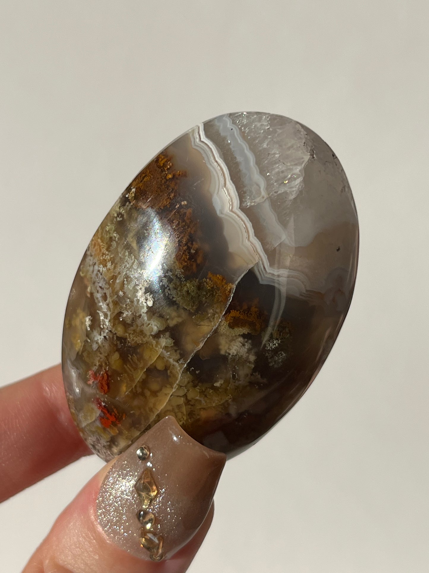 Nebula Agate Palmstone with Red Moss Inclusions H