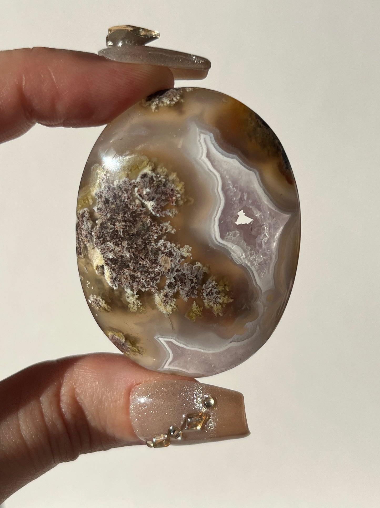 Nebula Agate with Amethyst Palmstone I