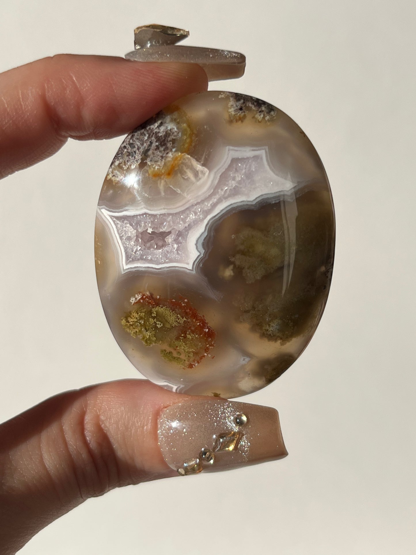 Nebula Agate with Amethyst Palmstone I