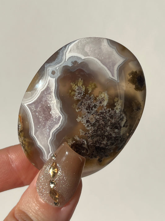 Nebula Agate with Amethyst Palmstone I