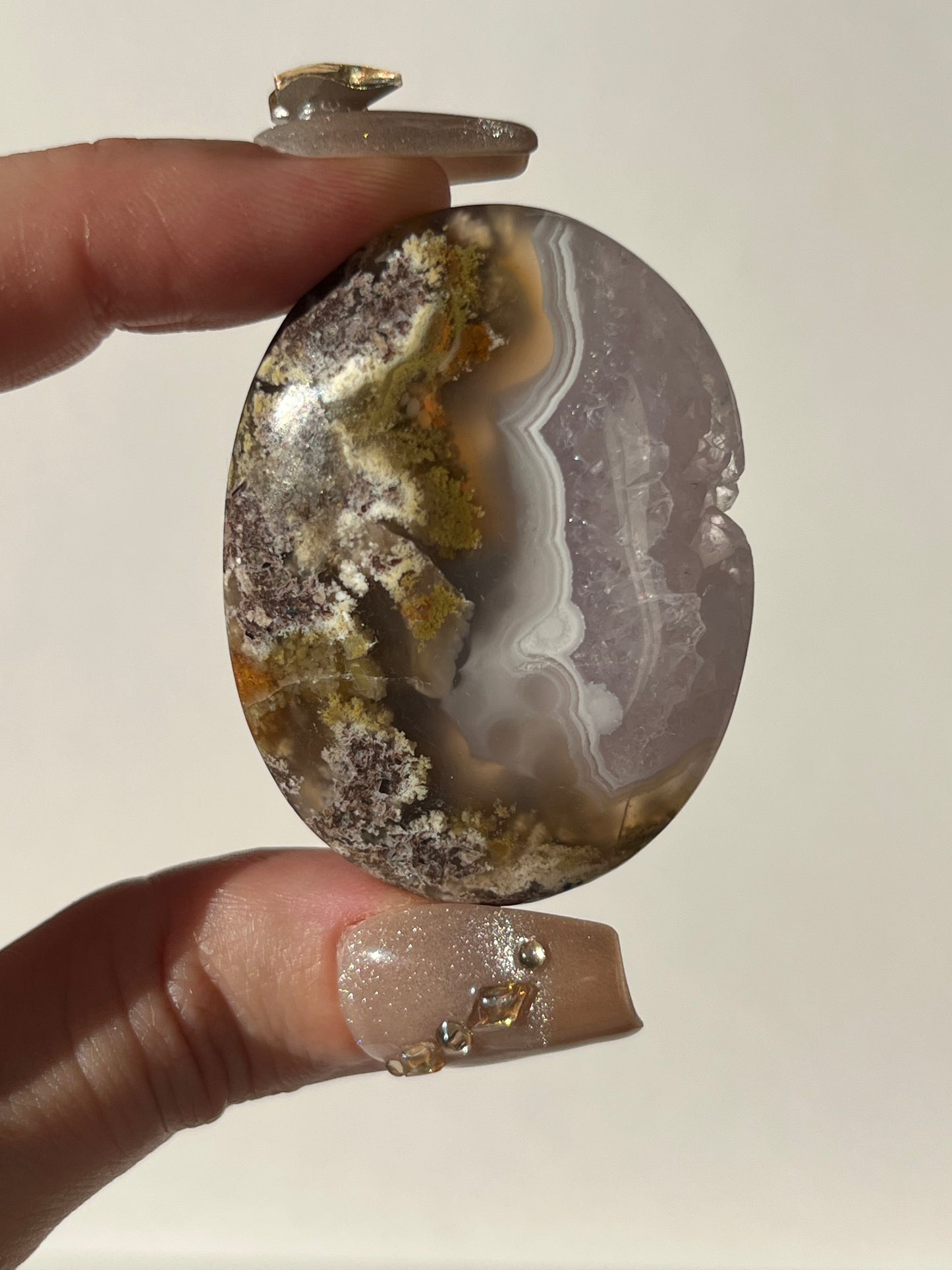 Nebula Agate with Amethyst Palmstone M