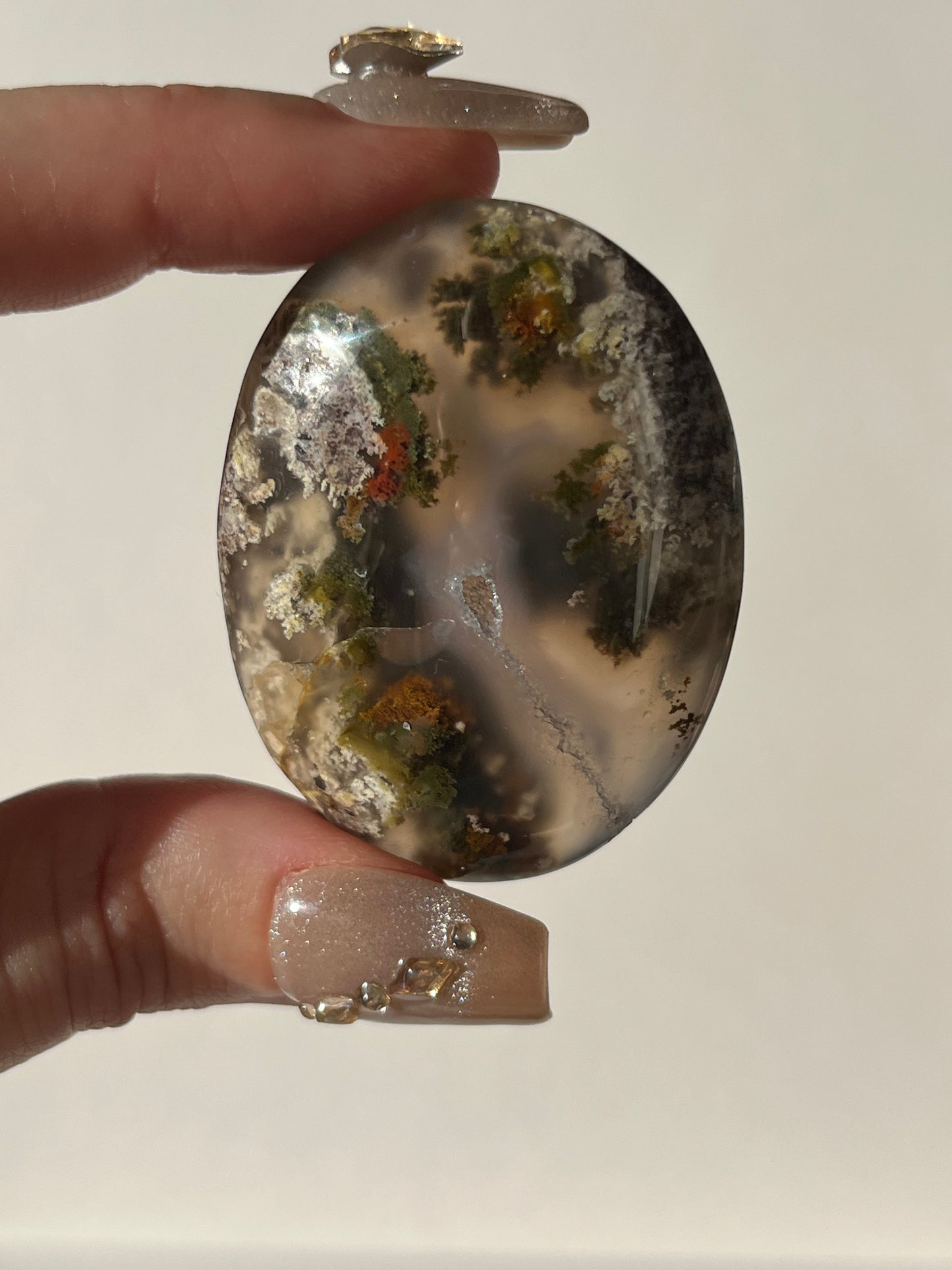 Nebula Agate Palmstone with Red Moss Inclusions N
