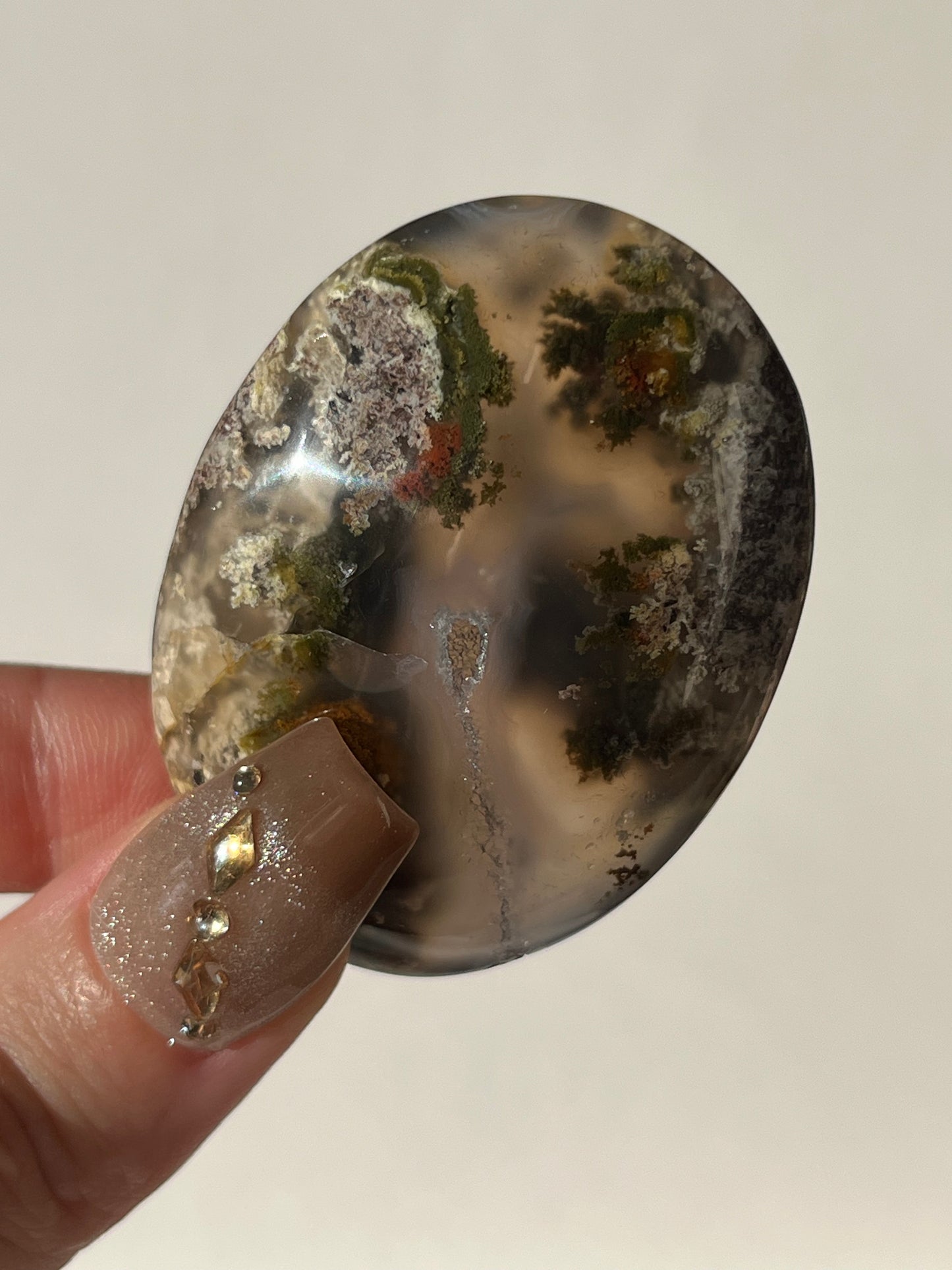 Nebula Agate Palmstone with Red Moss Inclusions N