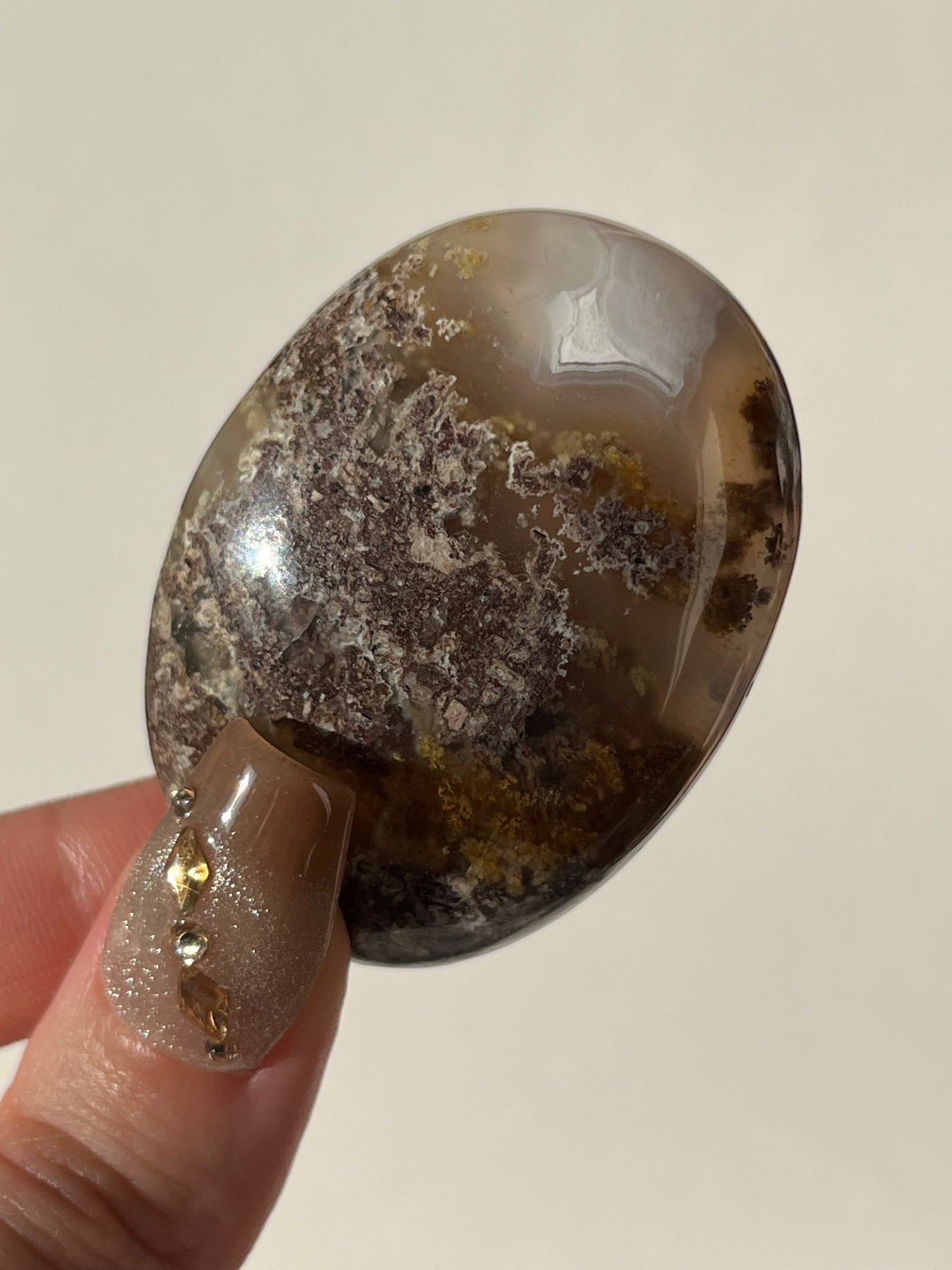 Druzy Nebula Agate with Scenic Moss Palmstone U