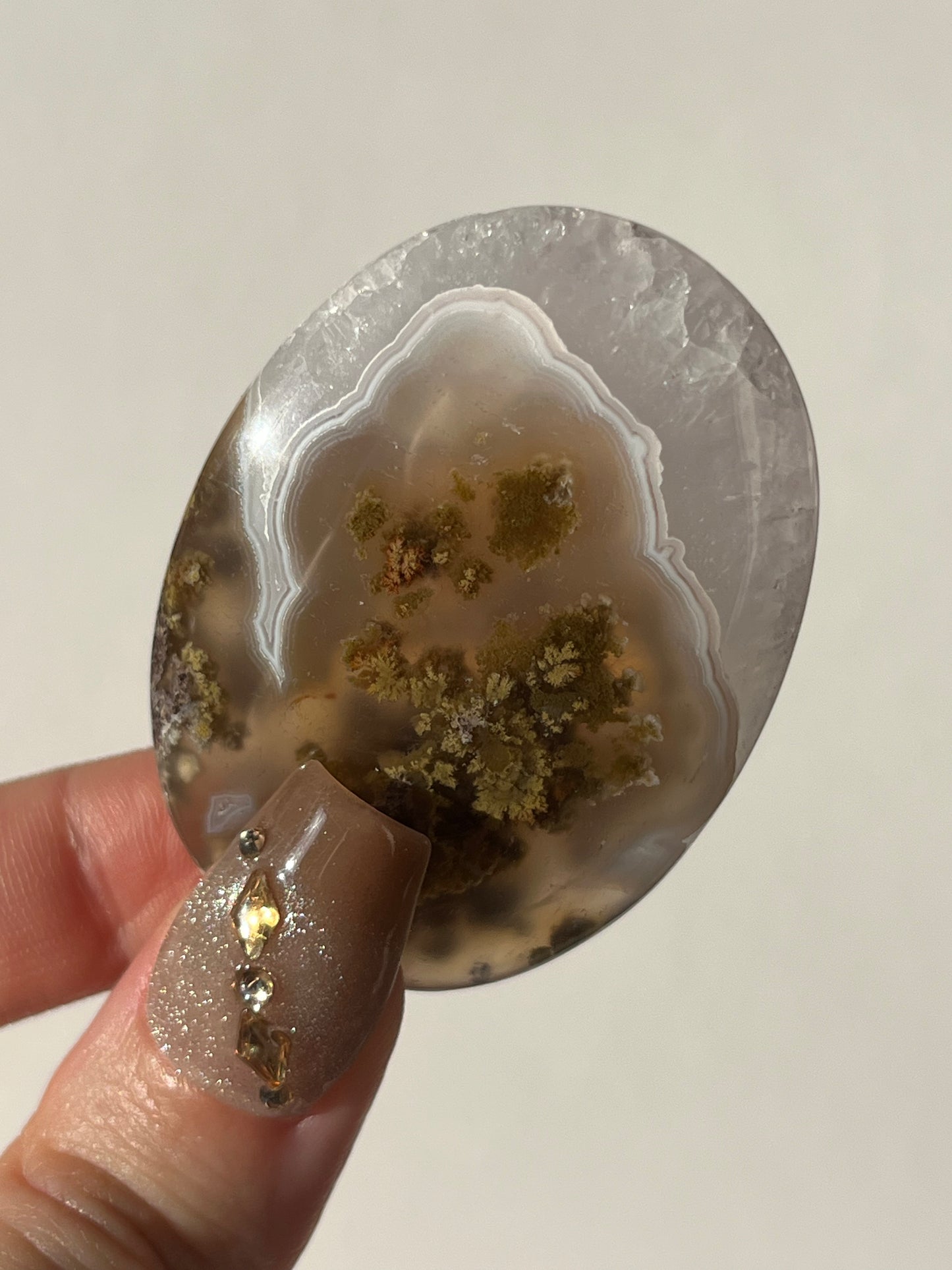 Nebula Agate with Scenic Moss Palmstone X