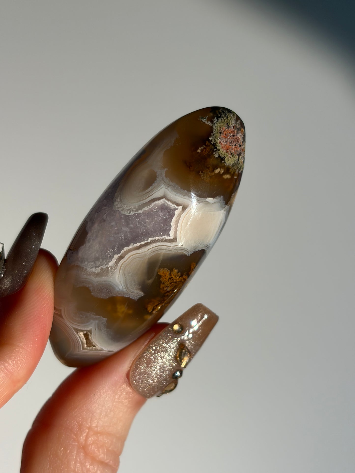 Orbicular Nebula Agate with Amethyst Shiva H (Parallax Effect)