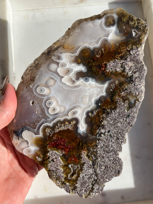 Orbicular Nebula Agate Slab #A