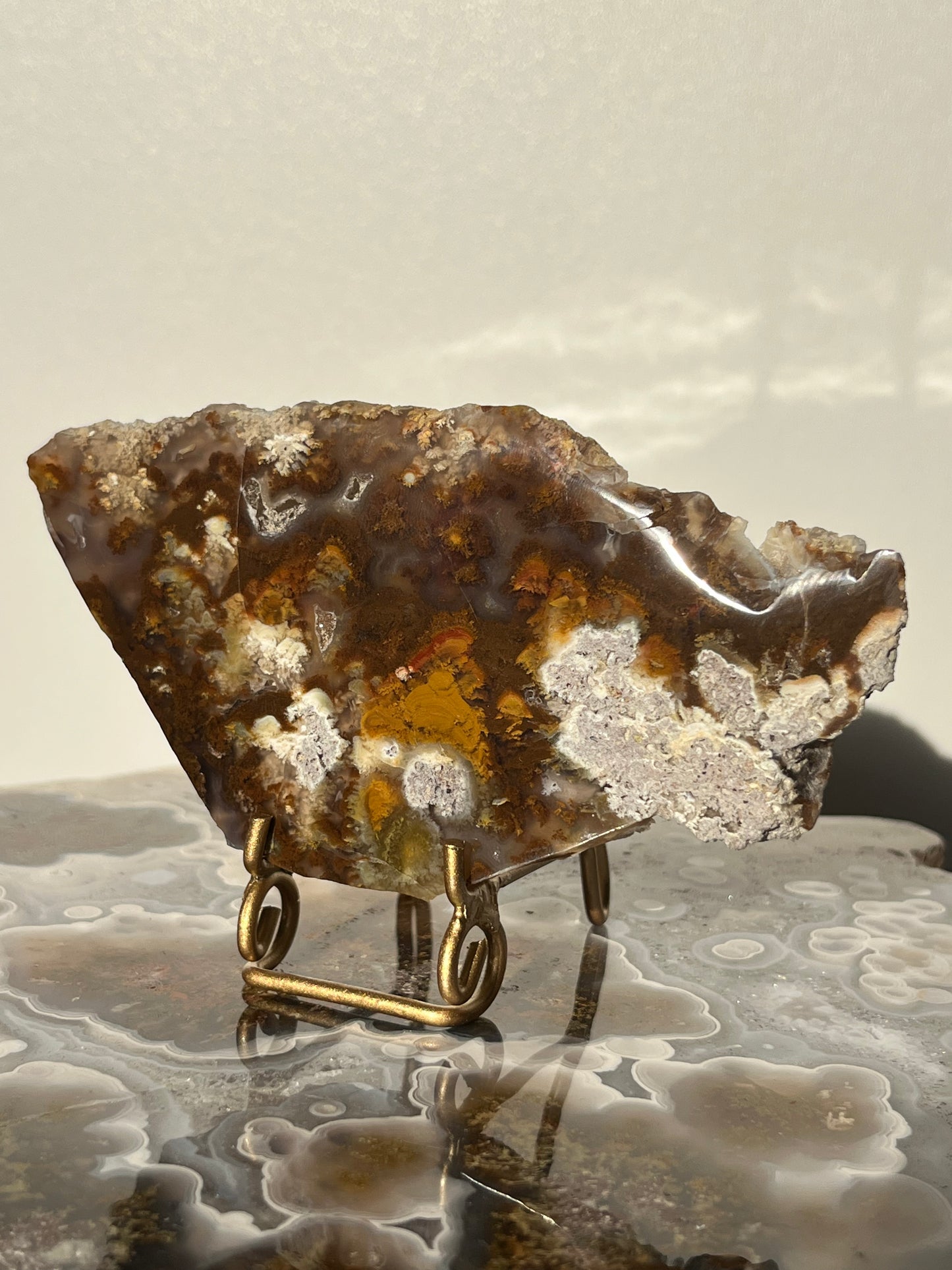 Nebula Agate Multicoloured Moss Slab on Priestess Carriage Stand